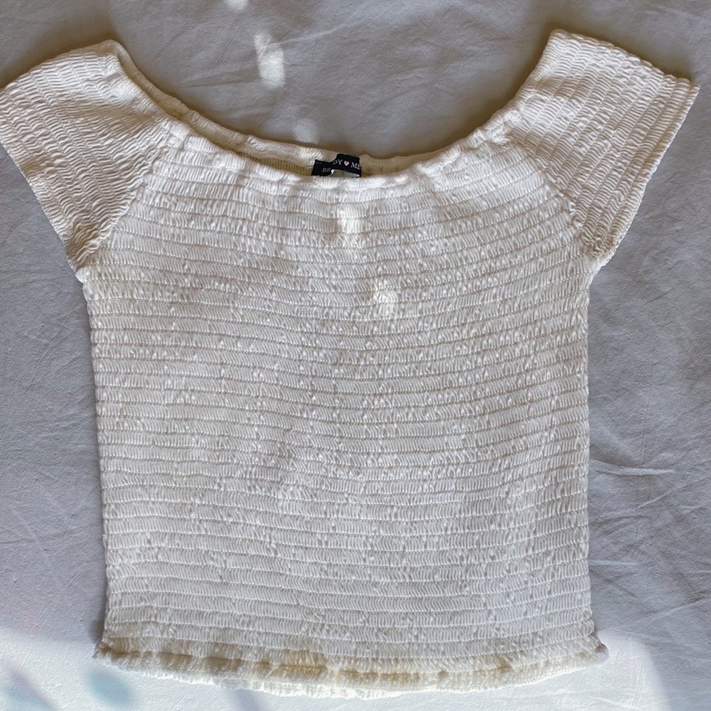 brandy melville white off the shoulder top